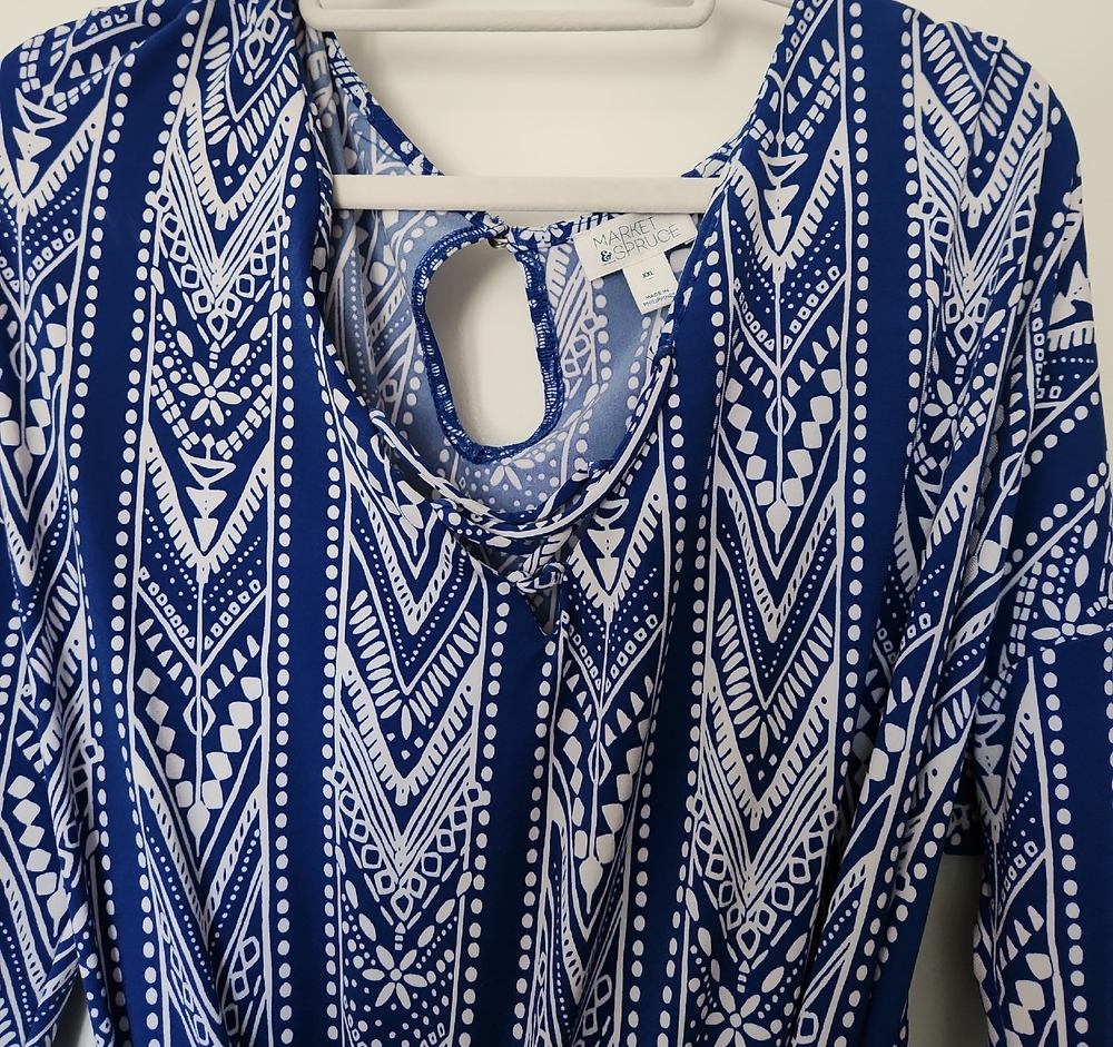 Market & Spruce Blue and White Geometric Dress